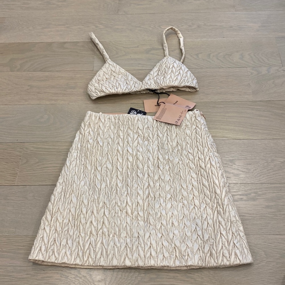 Brand new with tags Miu Miu Matlasse crop top and skirt